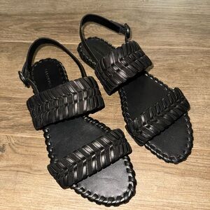 Veronica Beard Black Leather Sandals